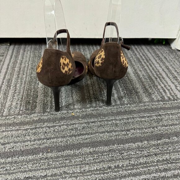 Via Spiga brown suede hair on hide cheetah spots closed toe heels - Picture 6 of 7